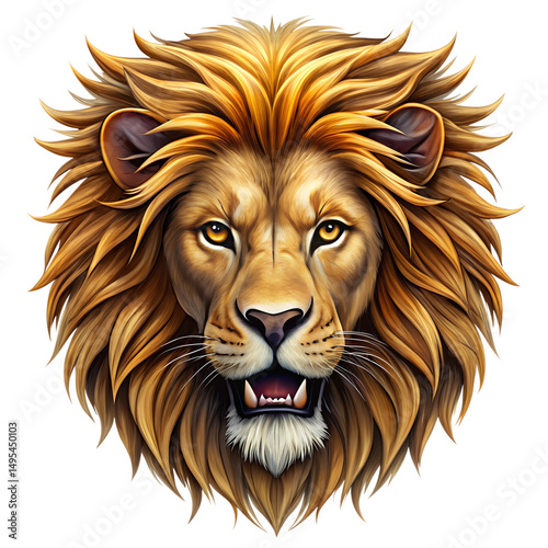 Majestic Lion Head Roaring Illustration