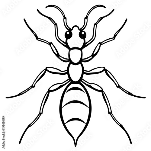 Fire Ant line art vector