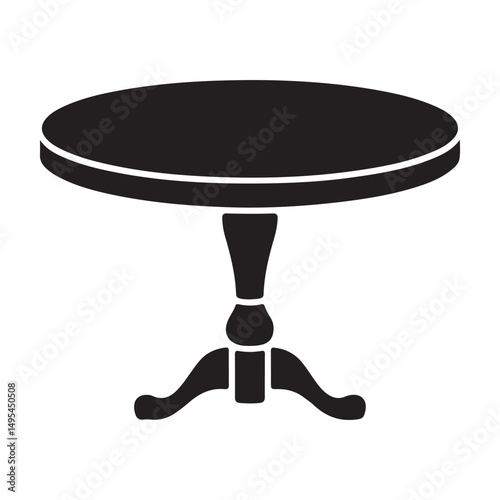 Round Pedestal Table Silhouette Icon Illustration Vector