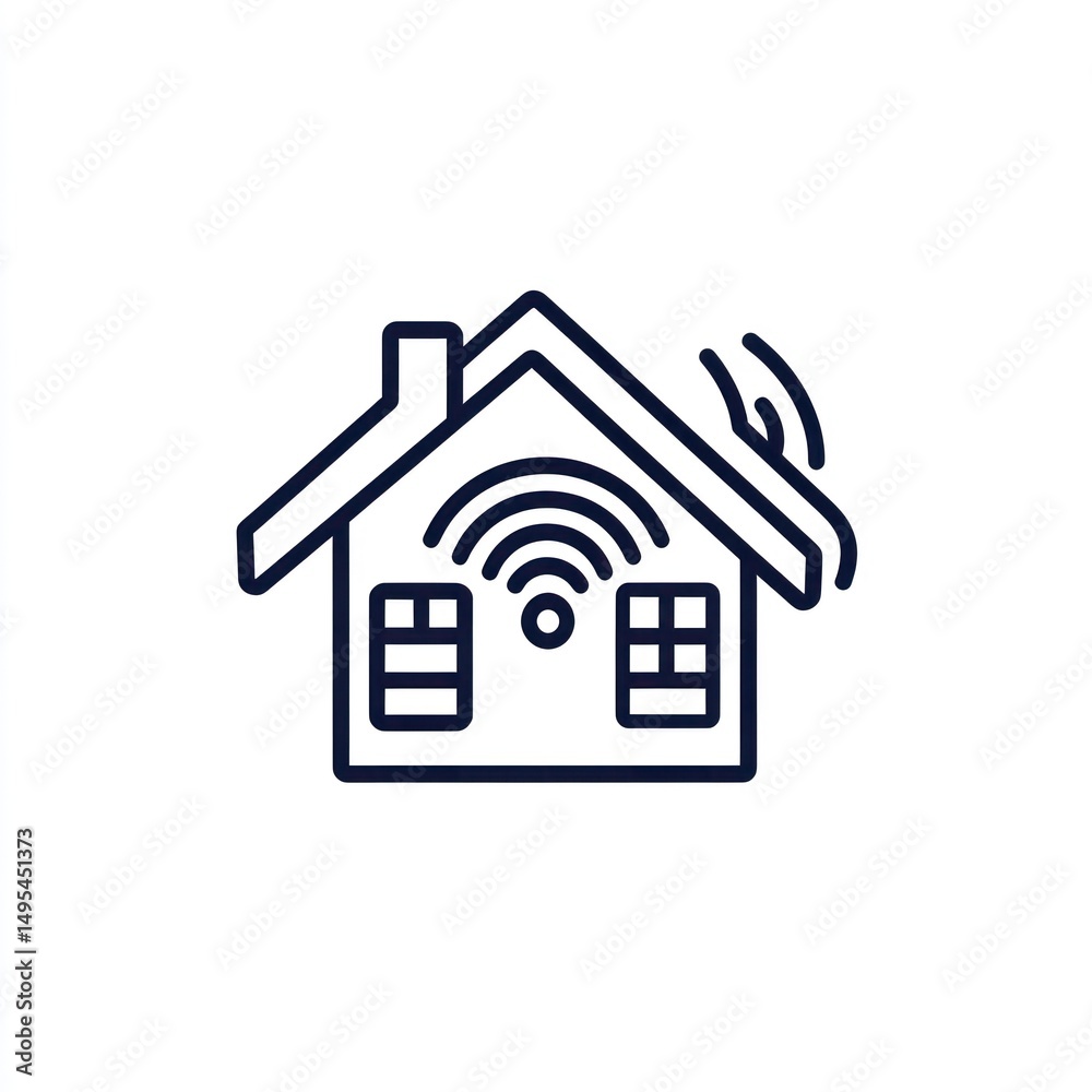 Smart home wifi signal, house icon, technology background, website graphic Smart home wifi signal, house icon, technology background, website graphic
