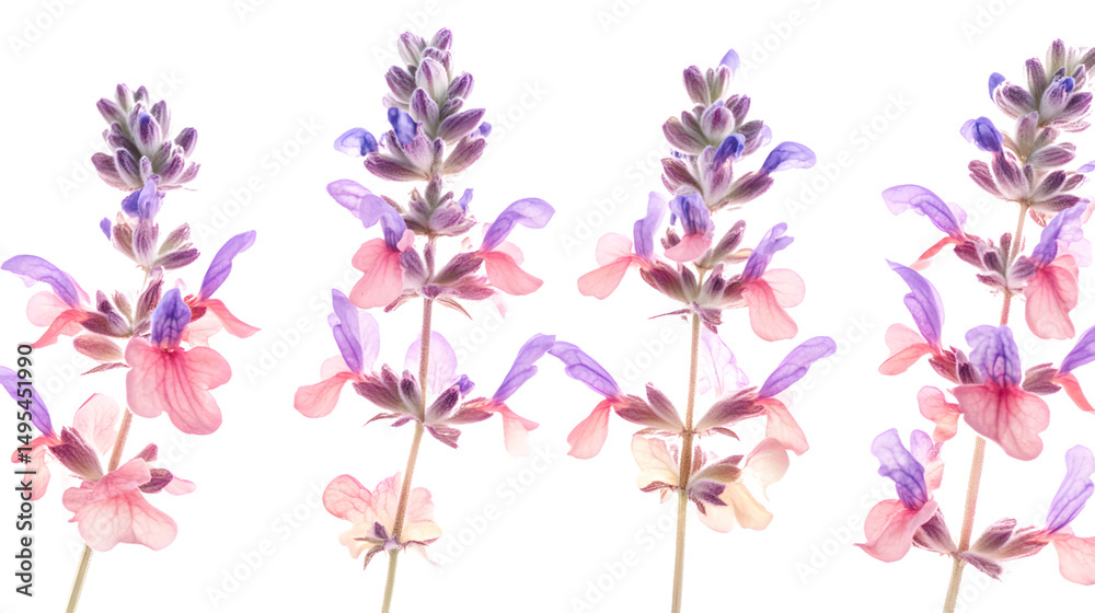 Fototapeta premium Vibrant Inflorescences of Clary Sage Salvia sclarea - Isolated Botanical Image
