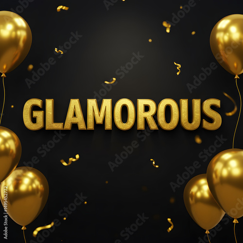 glamorous label eith gold baloons 