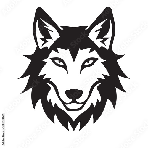  Black And White Wolf Silhouette Logo Design