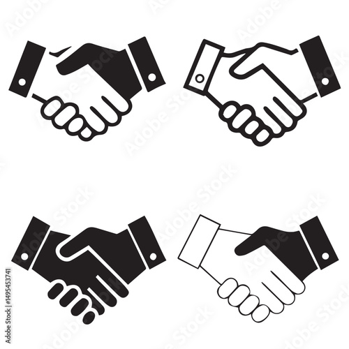 Handshake icon set. Business agreement handshake. friendly handshake icon symbol. partnership deal symbol for apps, ui, website, vector illustration.