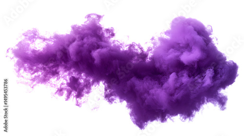 Vibrant Bright Purple Smoke Cloud on White Background