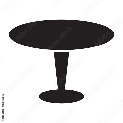 Round Pedestal Table Silhouette Icon Illustration Vector