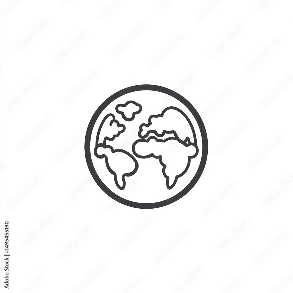 Global connection, earth icon, white background, website use Global connection, earth icon, white background, website use