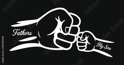 Father and Son Fist Bump Line Art – Family Bonding Graphic Design