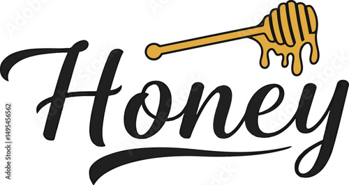 Stylish Honey Editable Logo with Dripping Honey Dipper for Branding and Marketing