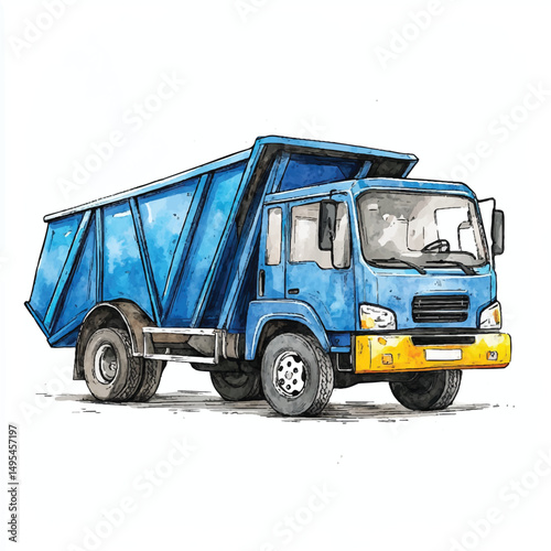 A Garbage Truck simple cartoon