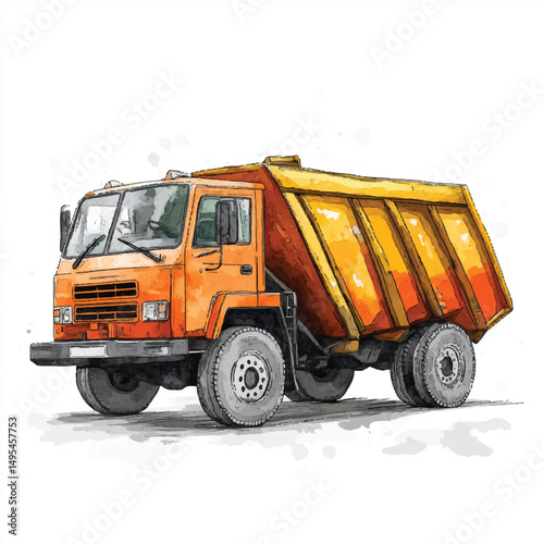 A Garbage Truck simple cartoon