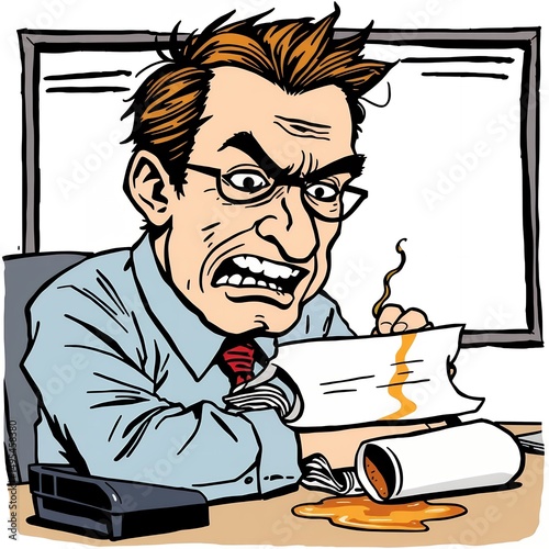 Wallpaper Mural Angry Businessman Desk Illustration Frustrated Man Office Stress Torontodigital.ca