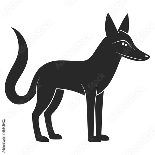 Black jackal silhouette with arched back