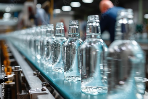 Team aligning bottles on food production line