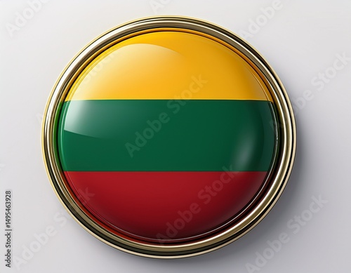 Free Download Runder Button mit Flagge von Litauen – glänzend, 3D-Optik, isoliert auf Weiß - GFXLoad