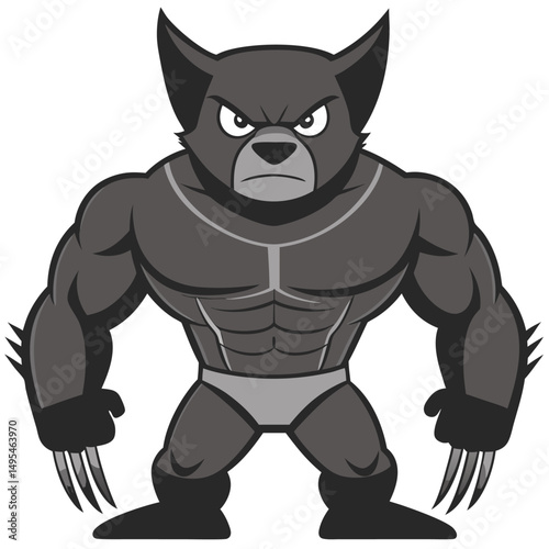 Powerful wolverine silhouette with bulky limbs