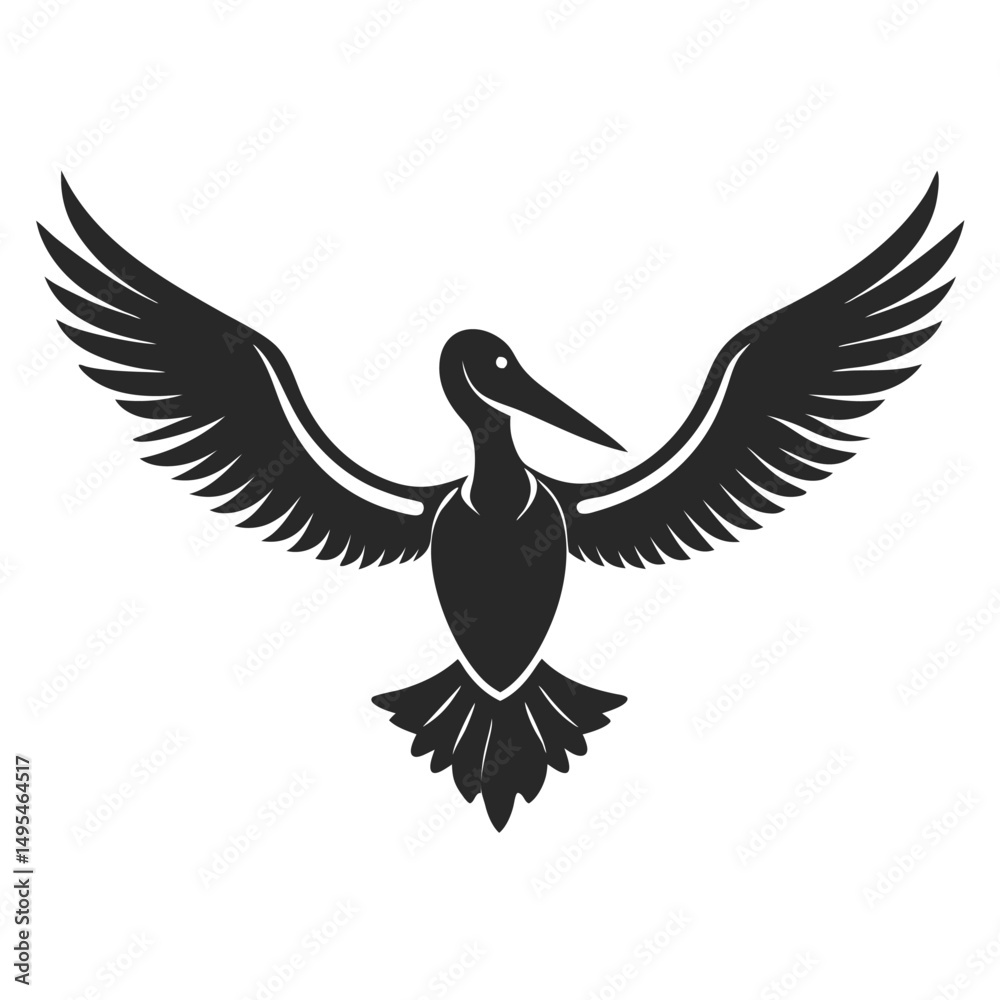 Obraz premium Elegant Pelican Silhouette Vector Illustration With Wings Spread Wide For Graphic Design