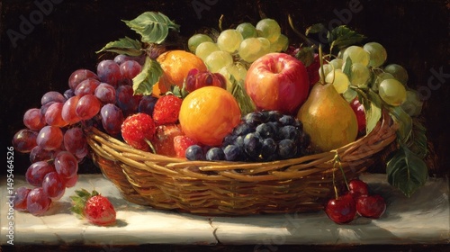 Still Life with Fruit in a Basket: A Masterpiece of Realistic Painting