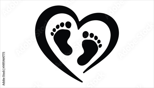 Baby Footprint Heart SVG. Cute Newborn Feet Vector for Maternity and Nursery Design.