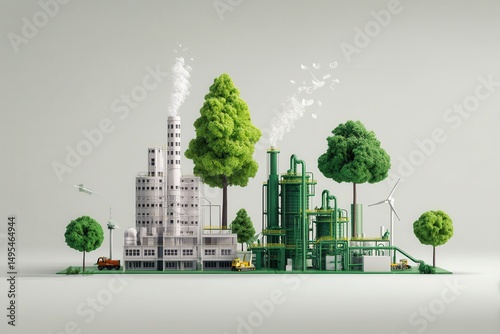 A green manufacturing plant reducing its environmental impact through innovative technology