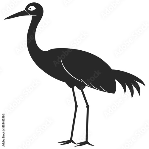 Elegant Heron Silhouette Isolated On White Background Vector Illustration Art Graphic