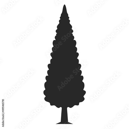 Silhouette Illustration Of A Coniferous Tree Simple Black Isolated Vector Graphic