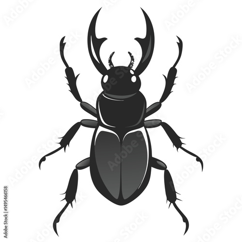 Vector Illustration Of A Stag Beetle Insect With Prominent Mandibles Isolated
