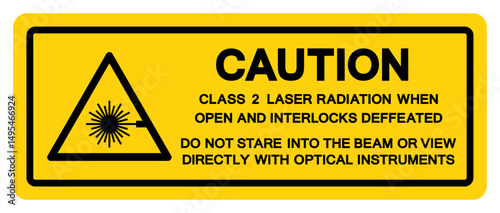 Caution Class 2 Laser Radiation Symbol Sign,Vector Illustration, Isolate On White Background Label. EPS10