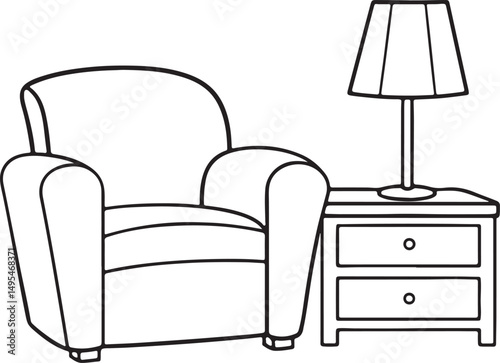 armchair and lamp