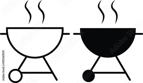Grill icon set. Fire Pit Icons Vectors set
