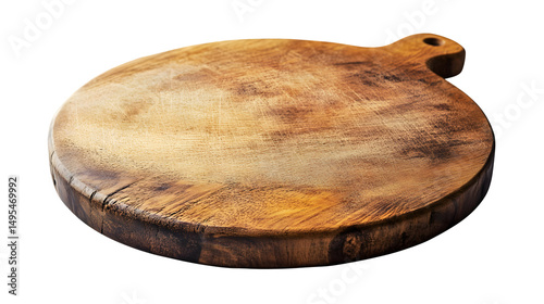 Circular Wooden Cutting Board on White Background for Professional Kitchen Use