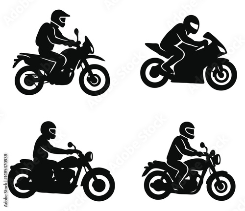 Silhouettes of smart motor biker