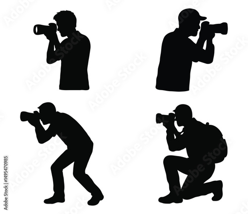 silhouettes of beautiful photographer 