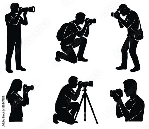 silhouettes of beautiful photographer 