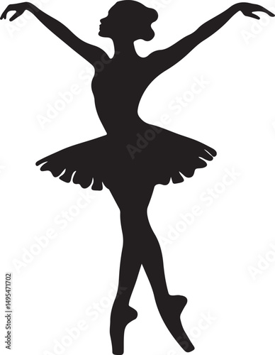 Ballerina Ballet Dancer Silhouette Vector Illustration on Transparent Background