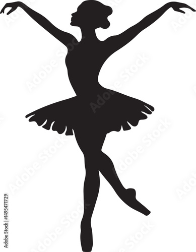 Ballerina Ballet Dancer Silhouette Vector Illustration on Transparent Background