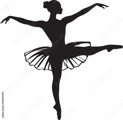 Ballerina Ballet Dancer Silhouette Vector Illustration on Transparent Background