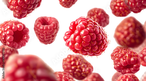 Vibrant Red Raspberries Close Up: Fresh Berries Fruits Background