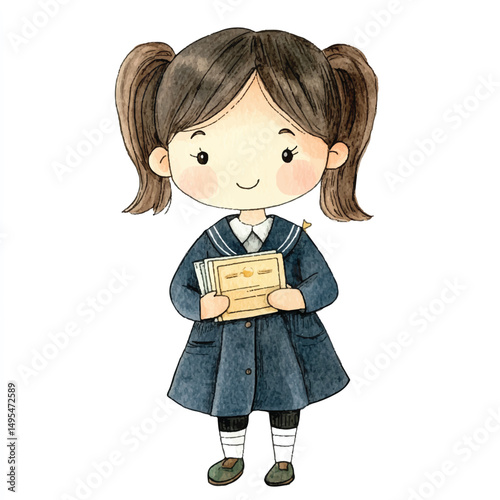 A girl banker simple cartoon