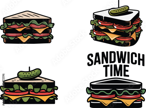 Delicious Sandwich Vector Illustrations for Menus and Food Design
