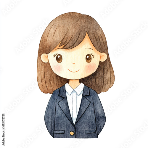 A girl banker simple cartoon