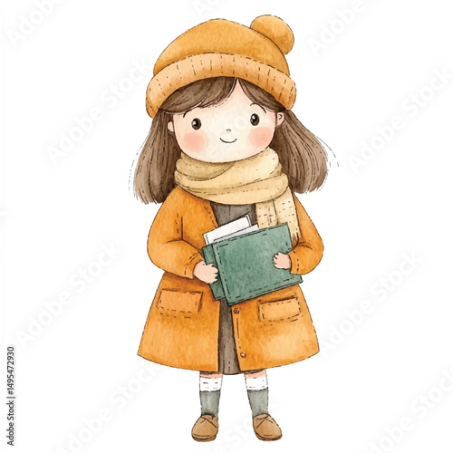 A girl banker simple cartoon