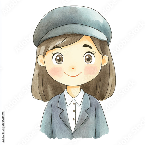 A girl banker simple cartoon