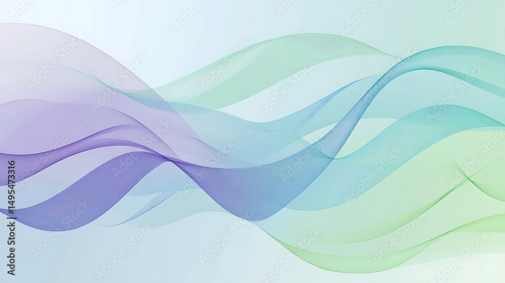 Fototapeta premium Soft flowing waves in pastel colors create a serene background, ideal for calming design projects