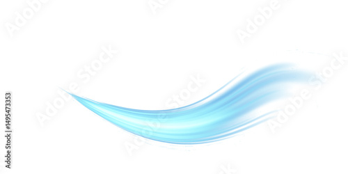 Transparent airflow wind wave with soft blue motion lines for air conditioner or fresh breeze concept PNG