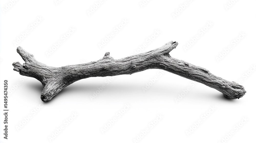 Fototapeta premium a dead tree branch isolated on a white background