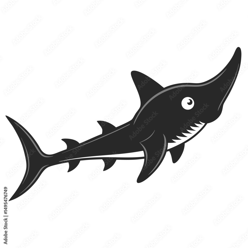 Fototapeta premium Cartoon Goblin Shark Illustration Vector Graphics For Children And Educational Resources