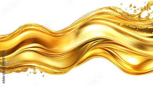 Golden oil waves isolated on a white background