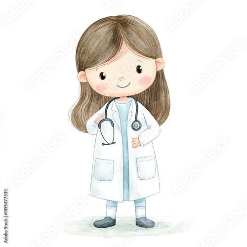 A girl doctor simple cartoon