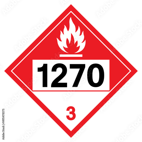 Flammable Liquid NOS UN1270 Symbol Sign, Vector Illustration, Isolate On White Background, Label.EPS10